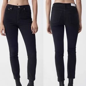 RE/DONE Corduroy Stretch High Rise Ankle Crop Black Pants Women's Size 25